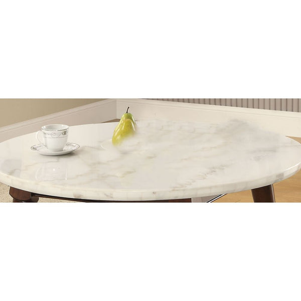ACME Gasha White Natural Marble Top & Walnut Coffee Table Model 82890