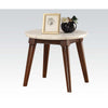 ACME Gasha White Natural Marble Top & Walnut End Table Model 82892