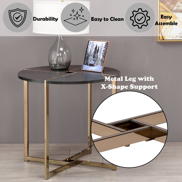 ACME Bromia Black & Champagne End Table Model 83007