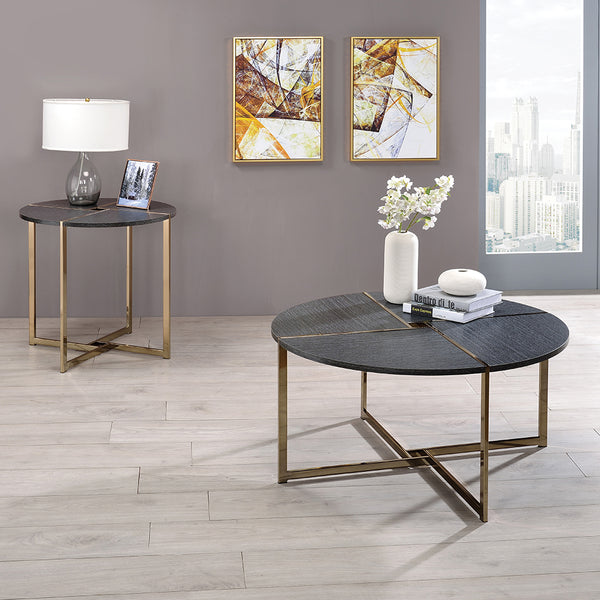 ACME Bromia Black & Champagne End Table Model 83007