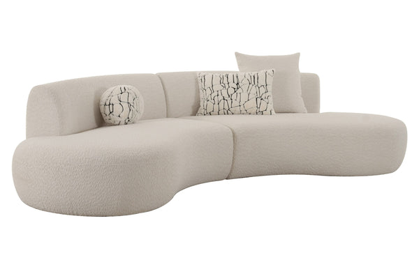 Weldon Modern Off-White Fabric Curved Sectional