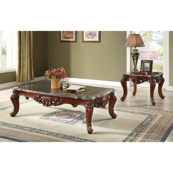 ACME Eustoma Natural Marble Top & Walnut Coffee Table Model 83065