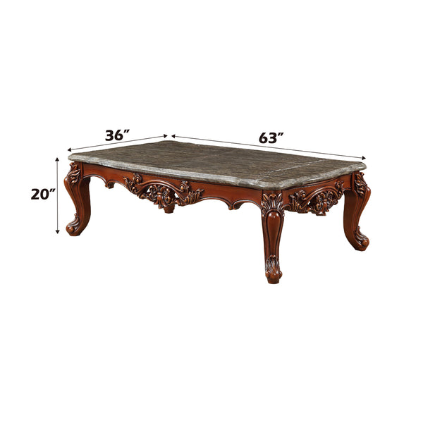 ACME Eustoma Natural Marble Top & Walnut Coffee Table Model 83065
