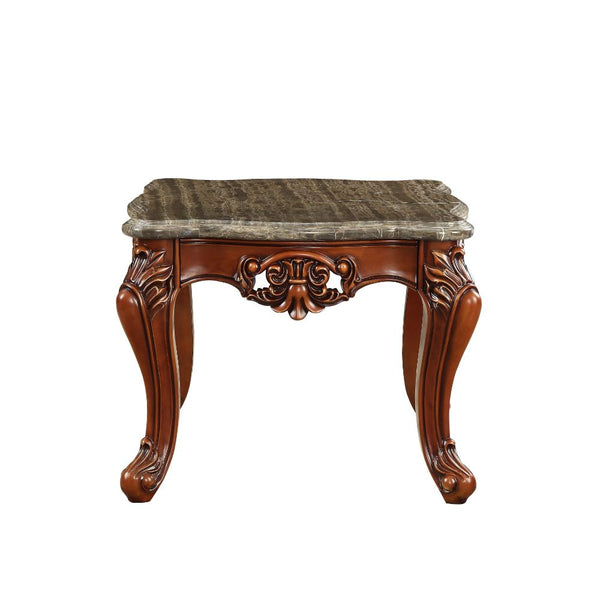 ACME Eustoma Natural Marble Top & Walnut End Table Model 83067