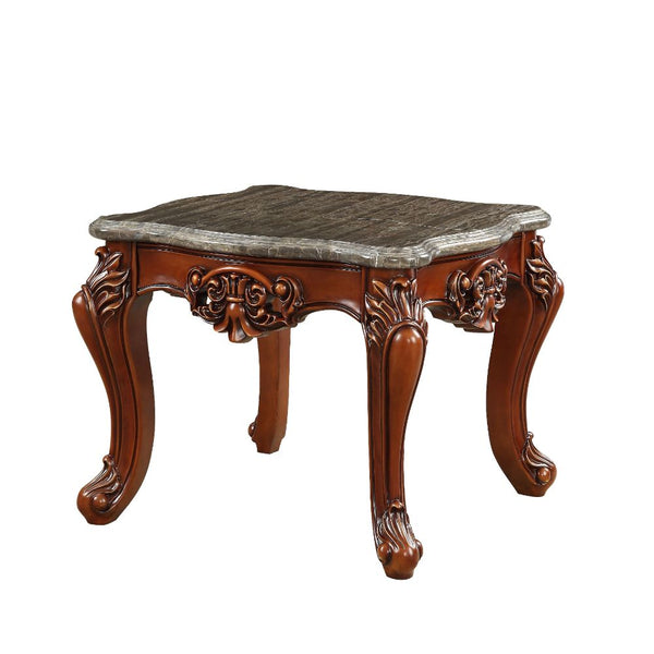 ACME Eustoma Natural Marble Top & Walnut End Table Model 83067