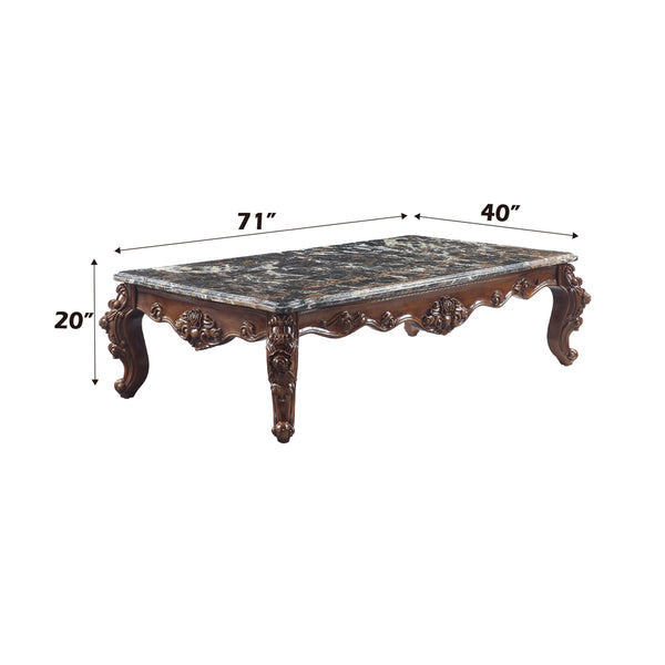 ACME Forsythia Natural Marble Top & Walnut Coffee Table Model 83070