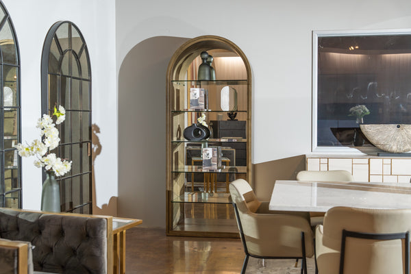 Modrest Poise Modern Antique Brass & Mirror Bookcase Model VGFA-SA2816