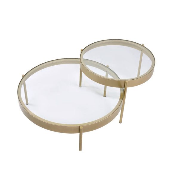 ACME Andover Clear Glass & Gold Nesting Table Set Model 83095
