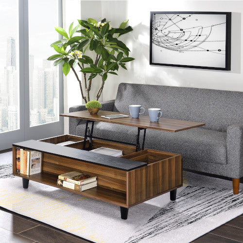 ACME Avala Walnut & Black Coffee Table with Lift Top Model 83140