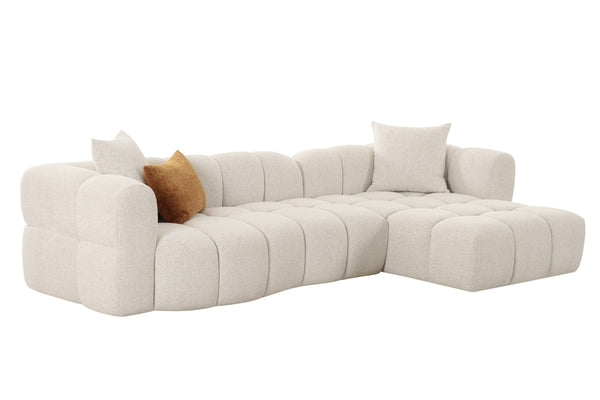 Freya Modern Beige Fabric Sectional w/ Console