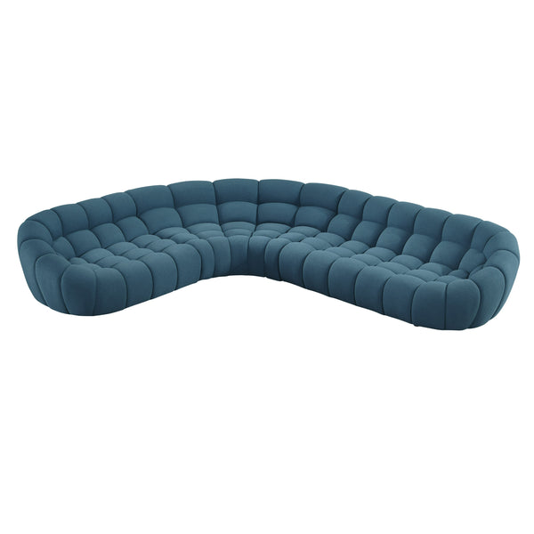 Yolonda Dark Teal Fabric Sectional Sofa
