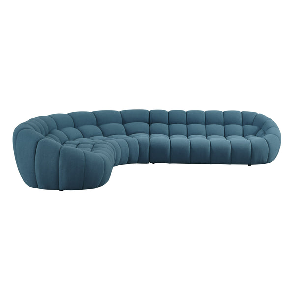 Yolonda Dark Teal Fabric Sectional Sofa