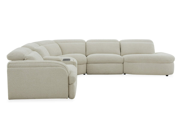 Divani Casa Ambler Modern Off White Fabric Sectional Sofa With 2 Power Recliners Model VGKV-KM.6629-SECT-LINEN