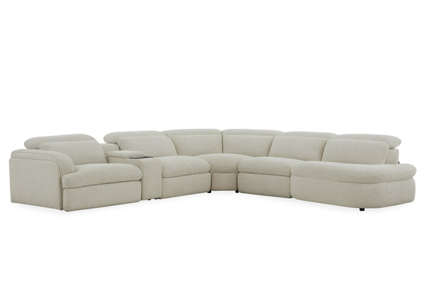 Divani Casa Ambler Modern Off White Fabric Sectional Sofa With 2 Power Recliners Model VGKV-KM.6629-SECT-LINEN