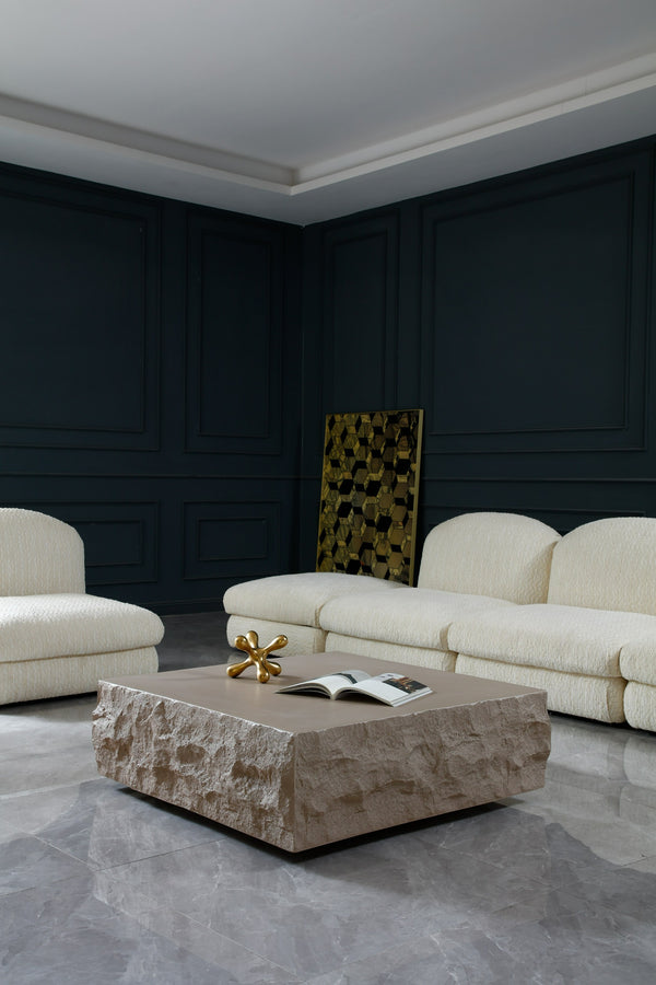 Modrest Quarry Modern Beige Square Coffee Table Model VGVC-CT111-BGE