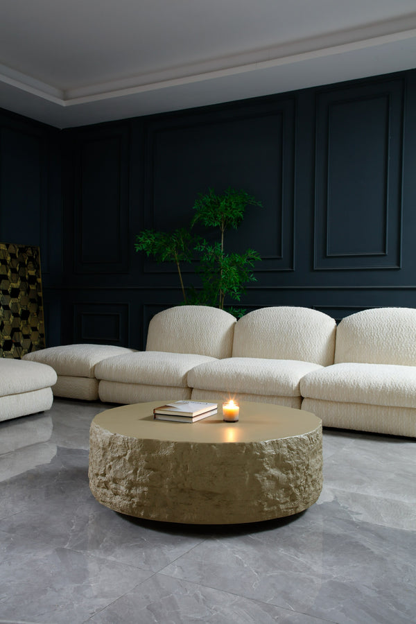 Modrest Quarry Modern Beige Round Coffee Table Model VGVC-CT112-BGE