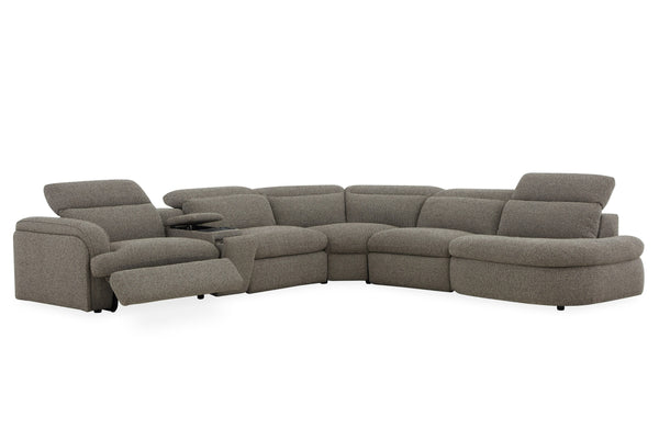Divani Casa Ambler Modern Brown Fabric Sectional Sofa With 2 Power Recliners Model VGKV-KM.6629-SECT-EARTH