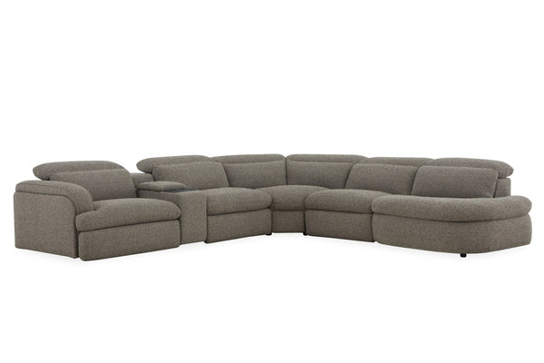 Divani Casa Ambler Modern Brown Fabric Sectional Sofa With 2 Power Recliners Model VGKV-KM.6629-SECT-EARTH