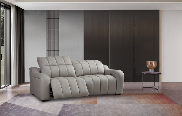 Divani Casa Paddy Modern Grey Leather Sofa With 2 Recliners Model VGMB-MB-R352-GRY