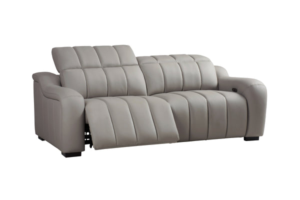 Divani Casa Paddy Modern Grey Leather Sofa With 2 Recliners Model VGMB-MB-R352-GRY