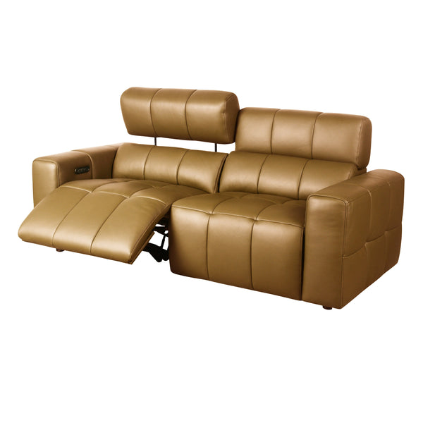 Divani Casa Chevak Modern Brown Leather Sofa With 2 Recliners Model VGMB-MB-R312-P2-BRN