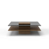 Modrest Clarion Modern Walnut & Grey Glass Coffee Table Model VGBB-LE638E-WALGRY