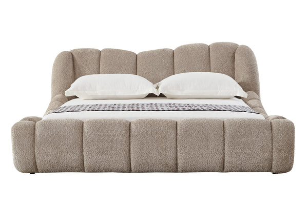 Eastern King Modrest Janine Modern Tan Fabric Bed