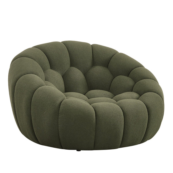 Yolonda Modern Curved Green Fabric Sofa Set