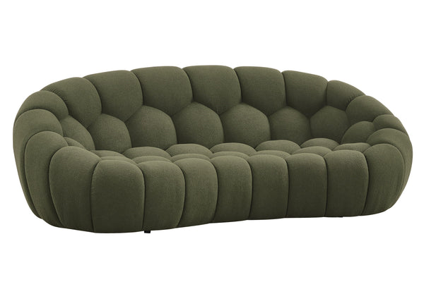 Yolonda Modern Curved Green Fabric Sofa Set