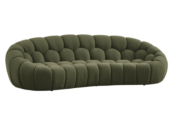 Yolonda Modern Curved Green Fabric Sofa