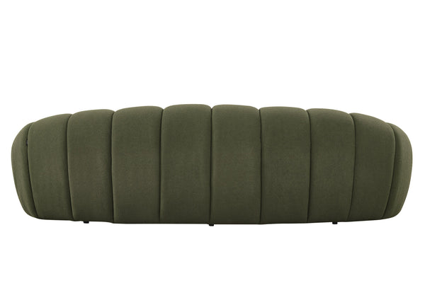 Yolonda Modern Curved Green Fabric Sofa