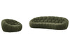 Yolonda Modern Curved Green Fabric Sofa Set