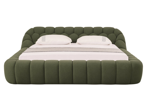 Eastern King Divani Casa Yolonda Modern Green Fabric Bed