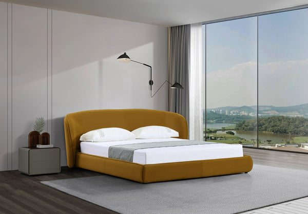 Lambert Modern Burnt Orange Fabric Upholstered Bed