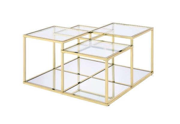 ACME Uchenna Clear Glass & Gold Coffee Table Model 83470