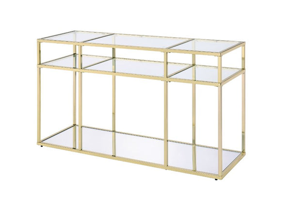 ACME Uchenna Clear Glass & Gold Sofa Table Model 83473