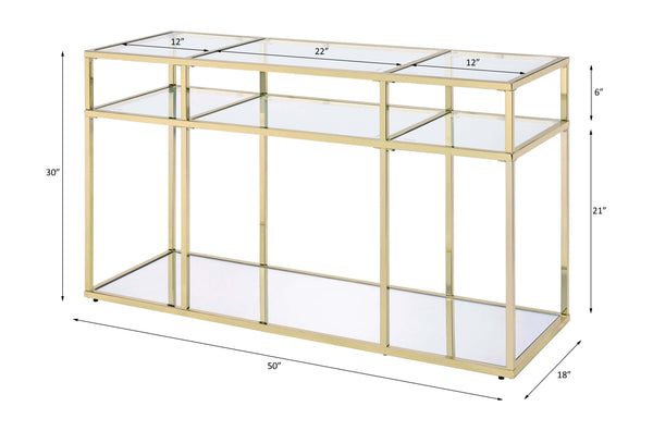 ACME Uchenna Clear Glass & Gold Sofa Table Model 83473