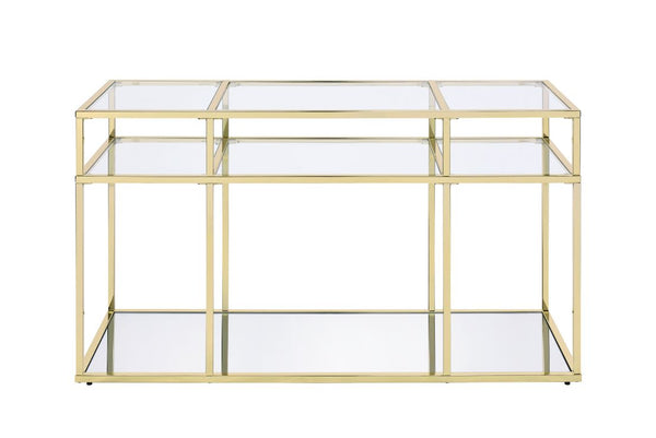 ACME Uchenna Clear Glass & Gold Sofa Table Model 83473