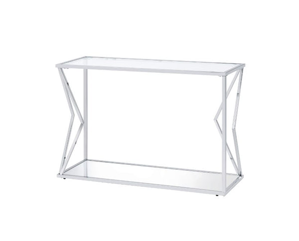 ACME Virtue Clear Glass & Chrome Sofa Table Model 83484