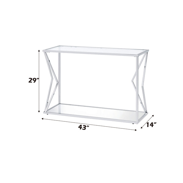 ACME Virtue Clear Glass & Chrome Sofa Table Model 83484