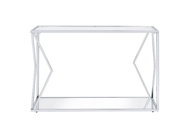 ACME Virtue Clear Glass & Chrome Sofa Table Model 83484