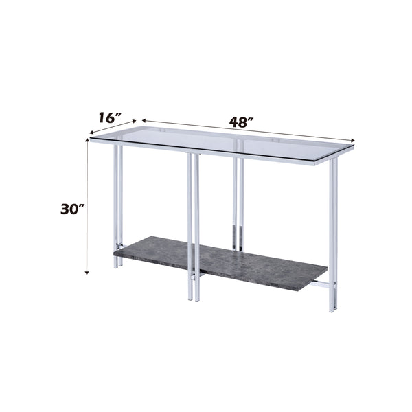 ACME Liddell Chrome & Glass Sofa Table Model 83929