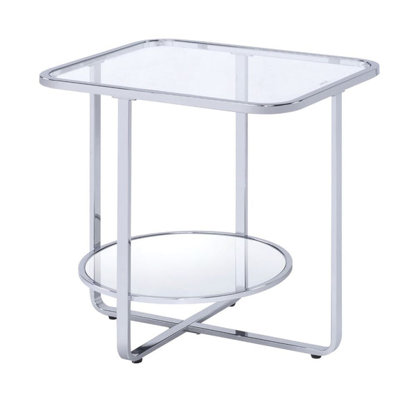 ACME Hollo Chrome & Glass End Table Model 83932