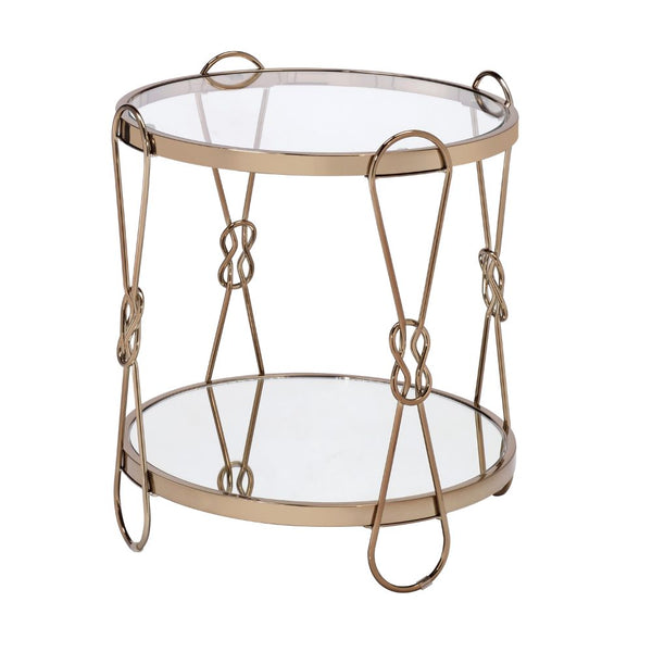 ACME Zekera Champagne & Mirrored End Table Model 83942