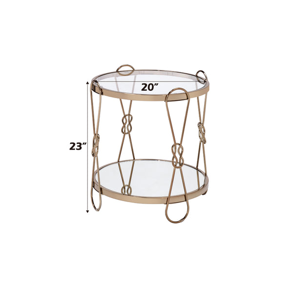 ACME Zekera Champagne & Mirrored End Table Model 83942