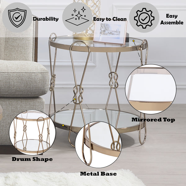 ACME Zekera Champagne & Mirrored End Table Model 83942