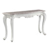 ACME Ciddrenar Natural Marble Top & White Sofa Table Model 84313
