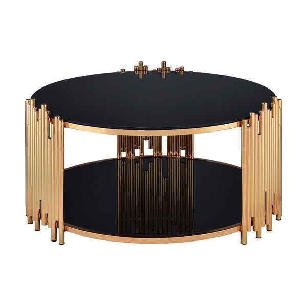 ACME Tanquin Gold & Black Glass Coffee Table Model 84490