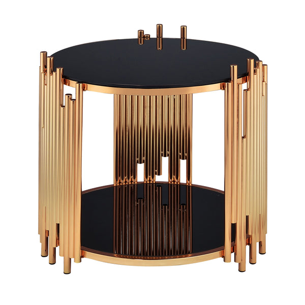 ACME Tanquin Gold & Black Glass End Table Model 84492
