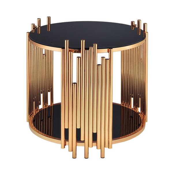 ACME Tanquin Gold & Black Glass End Table Model 84492